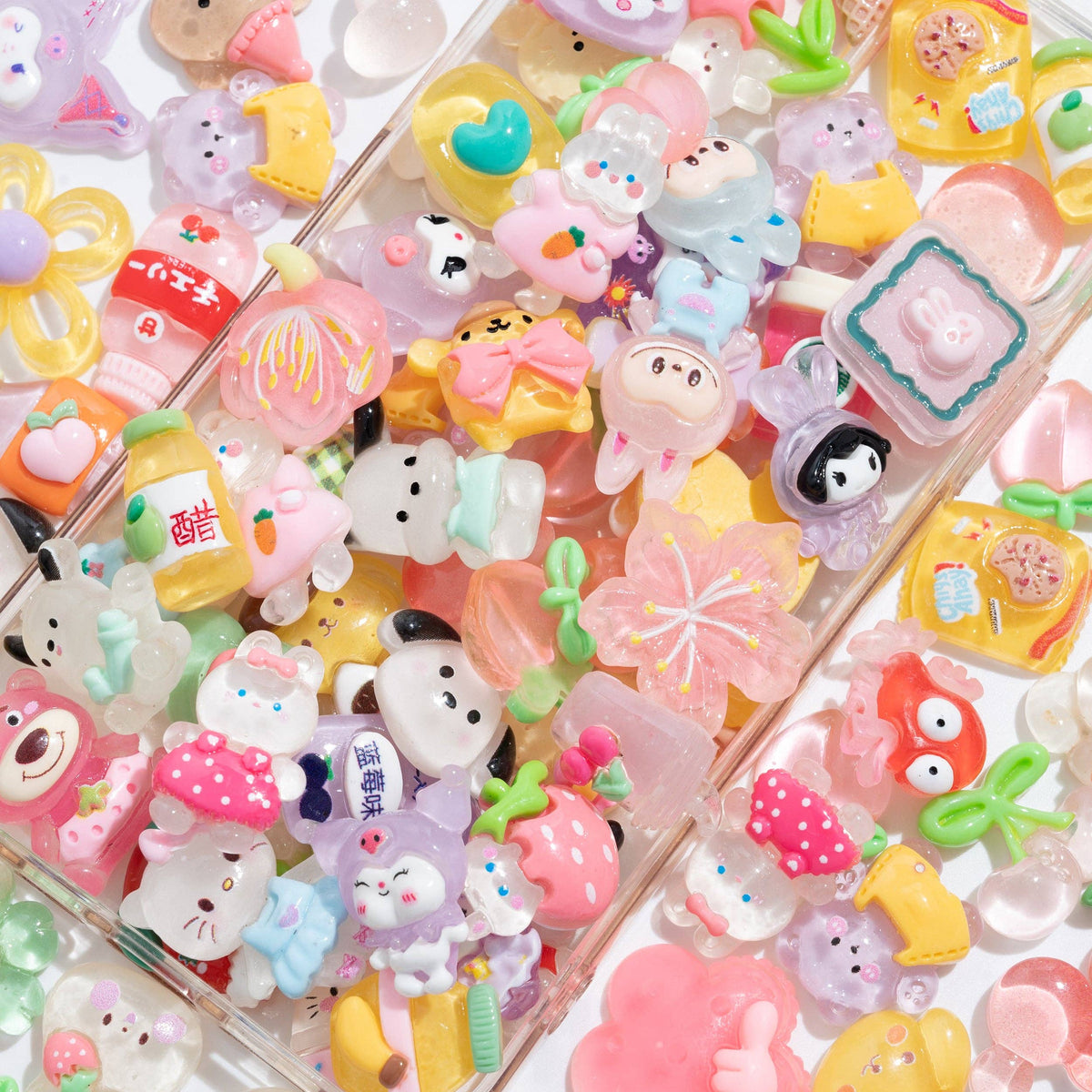 100 Pcs Mixed Decoden Charms: White