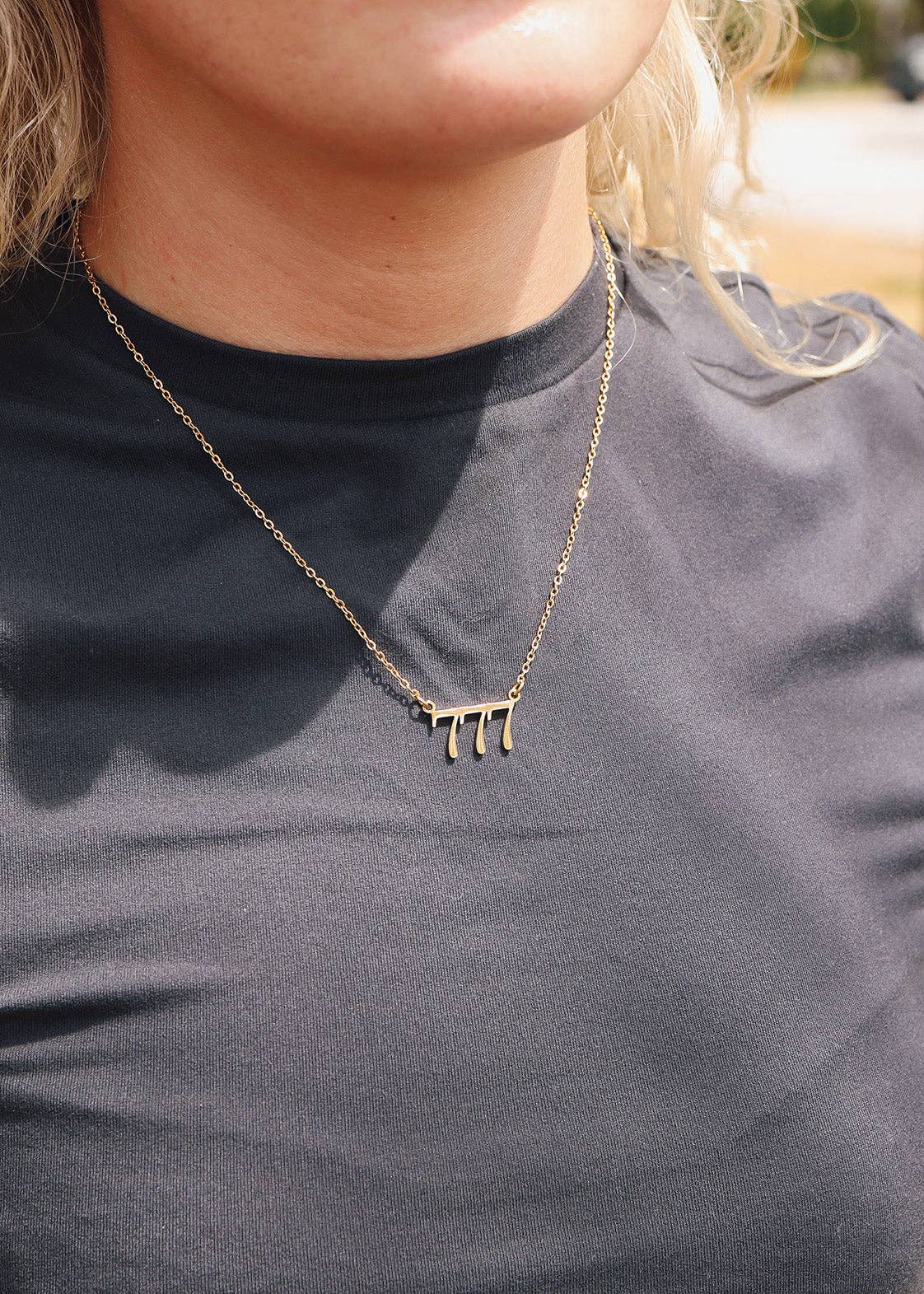 18K Gold PVD Stainless Steel Angel Number Necklace: Gold / 888