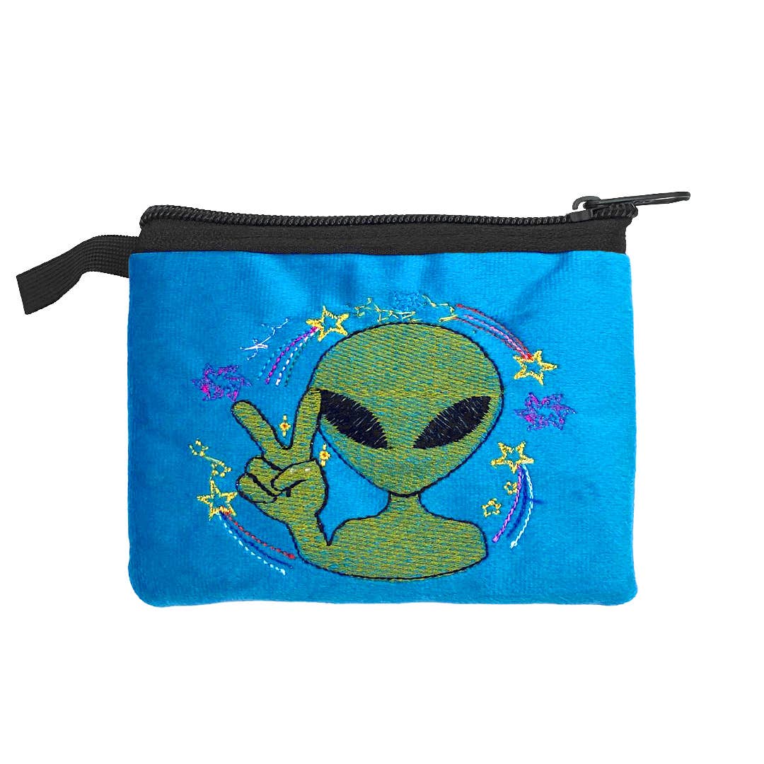 Embroidered Alien UFO Ecuadorian Coin Purse Pouch