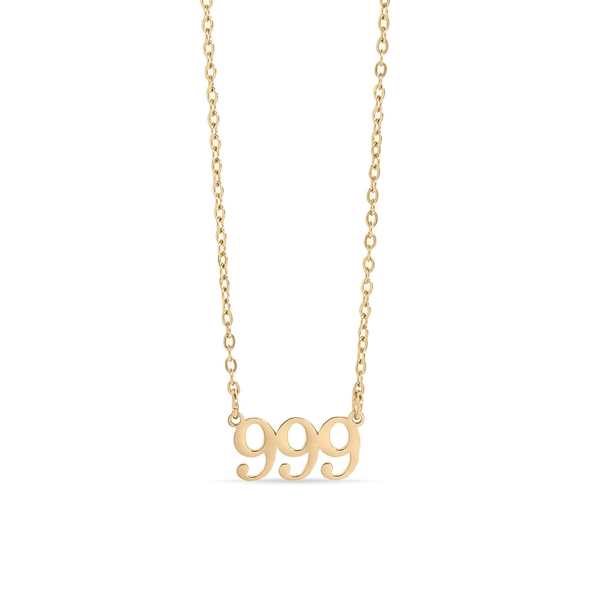 18K Gold PVD Stainless Steel Angel Number Necklace: Gold / 999
