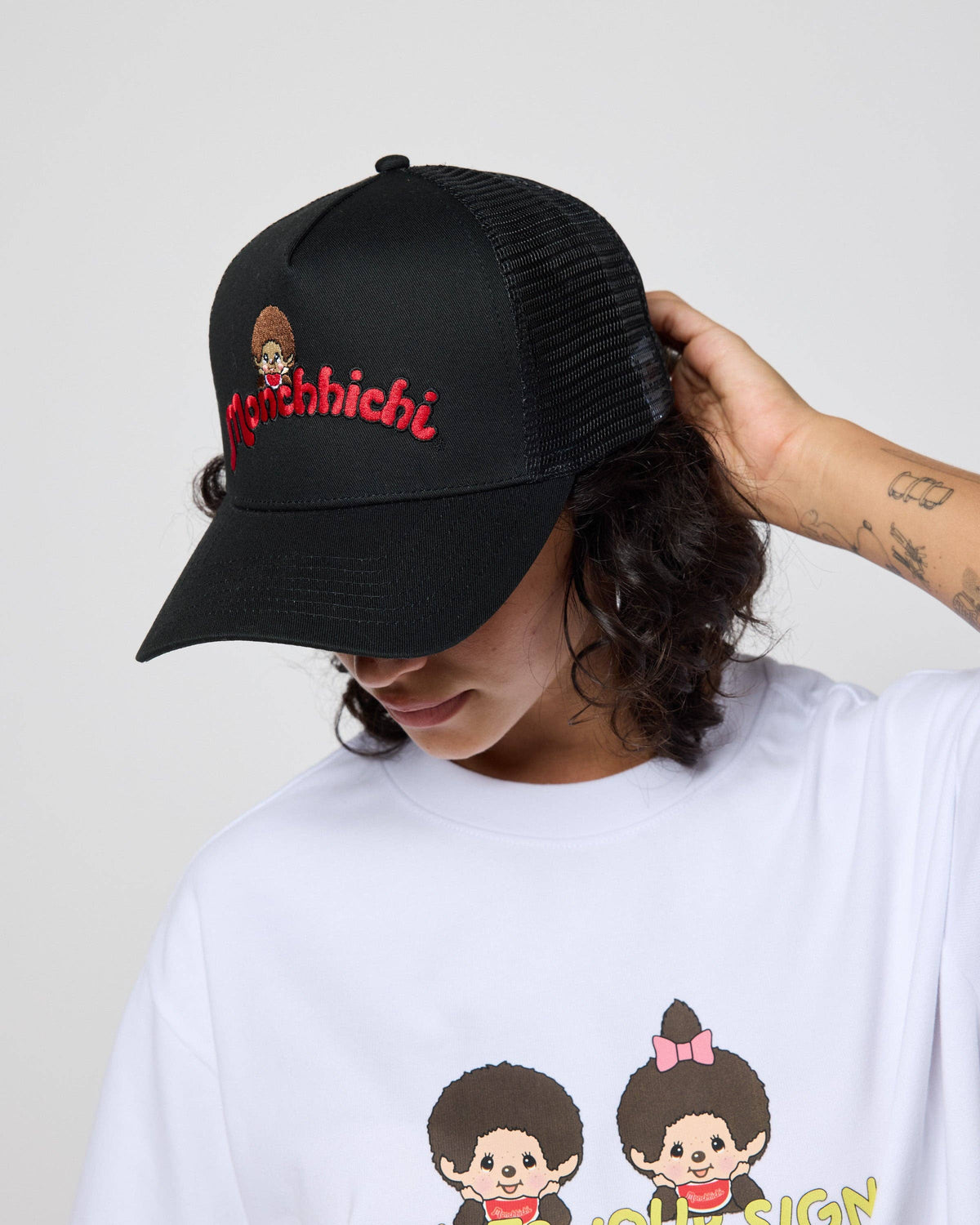 Monchhichi™ Logo Trucker Hat, Charcoal