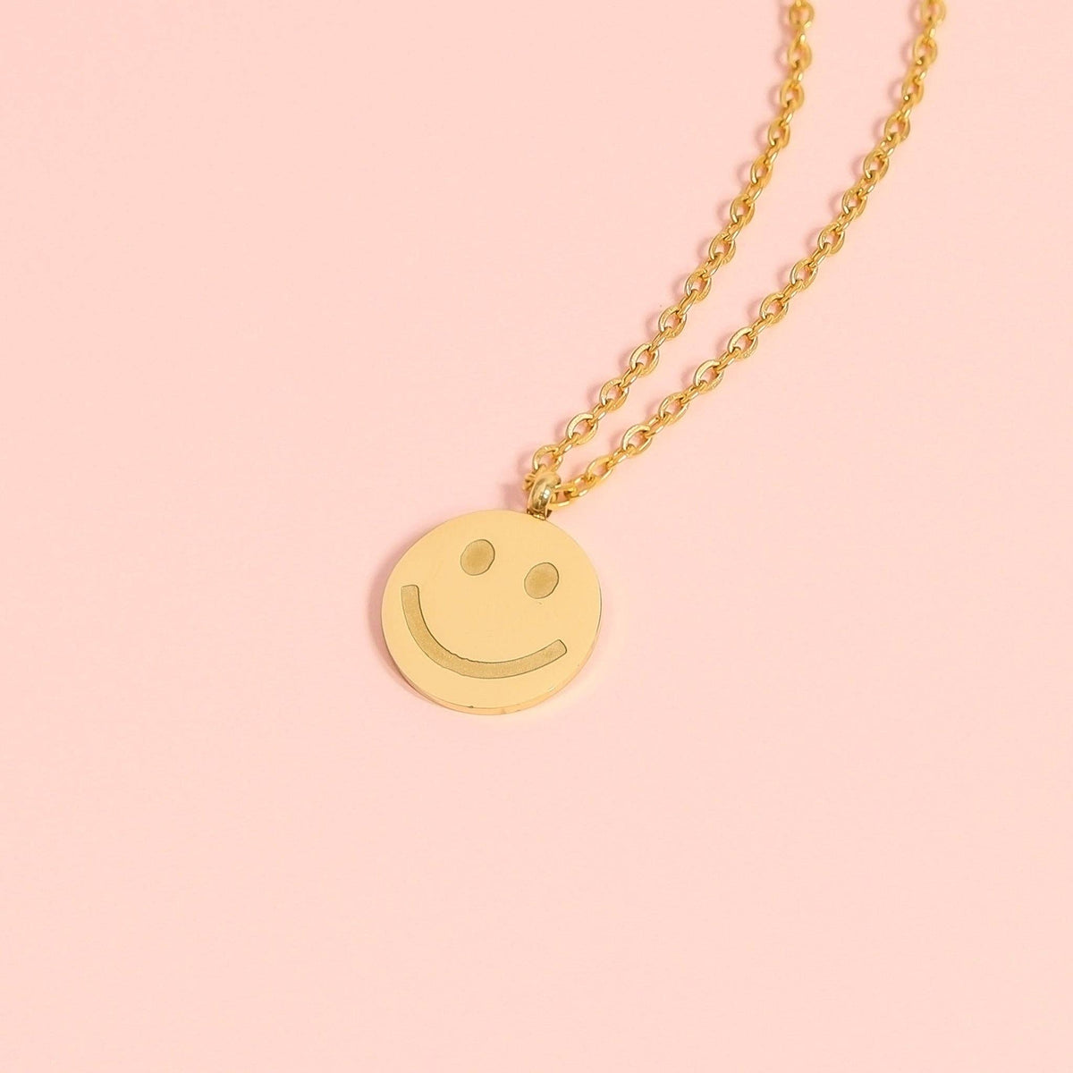 18K Gold PVD Stainless Steel Smiley Face Charm: Stainless