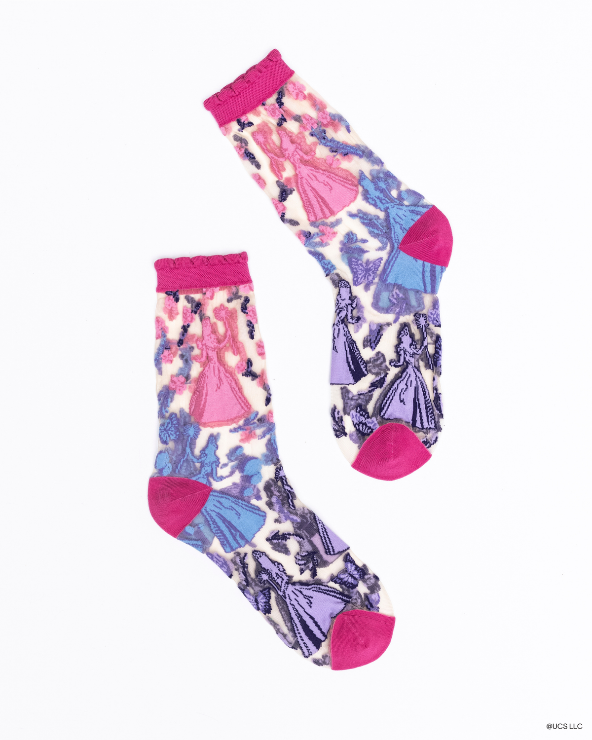 KIDS  {Youth} Wicked Glinda Silhouette Ruffle Sheer Crew Sock