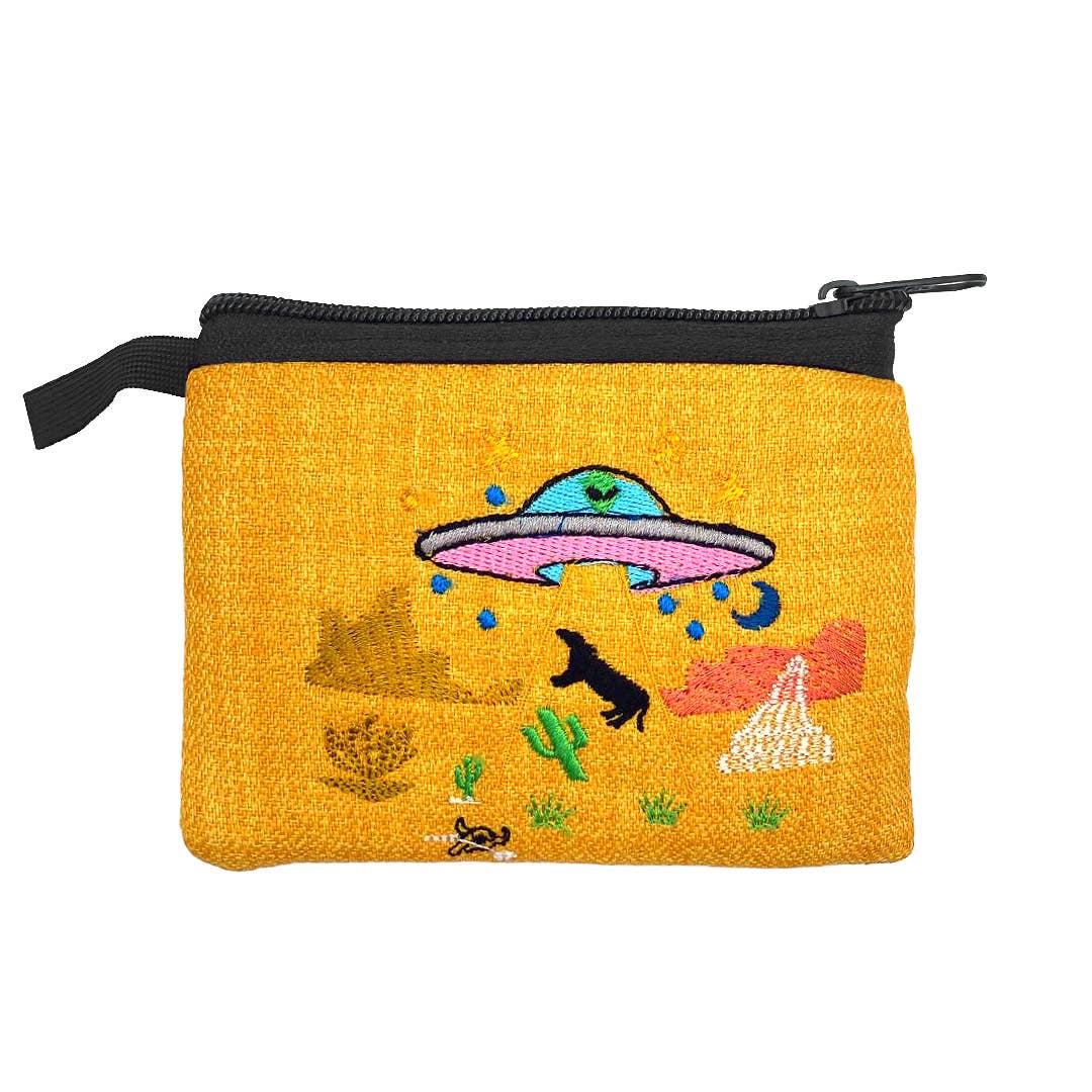 Embroidered Alien UFO Ecuadorian Coin Purse Pouch