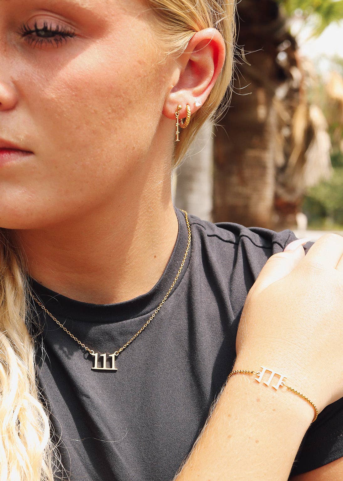 18K Gold PVD Stainless Steel Angel Number Necklace: Gold / 888