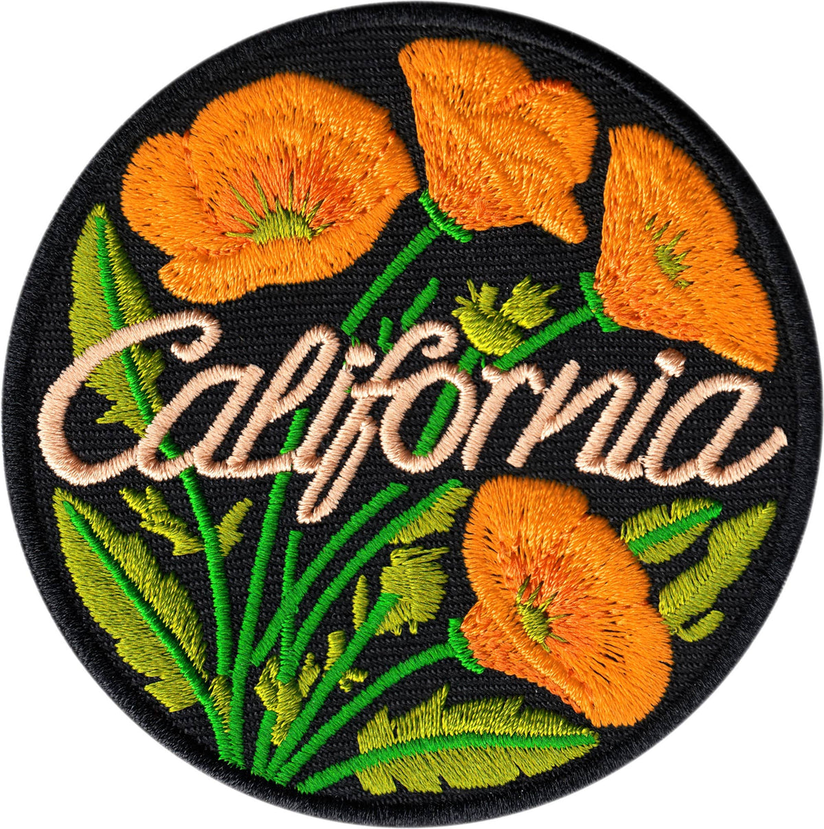 Patch - California - Golden Poppies On Black