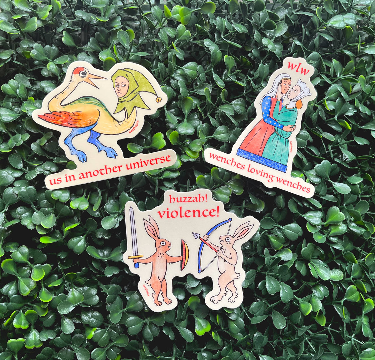 Huzzah! Violence! Medieval Rabbits Vinyl Sticker