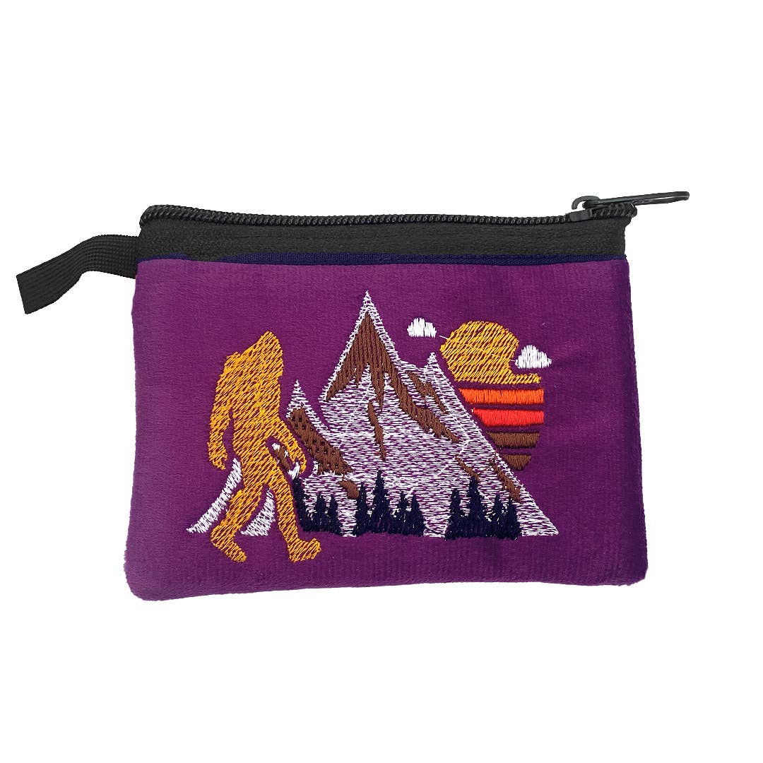 Embroidered Bigfoot Wildlife Nature Coin Purse Pouch