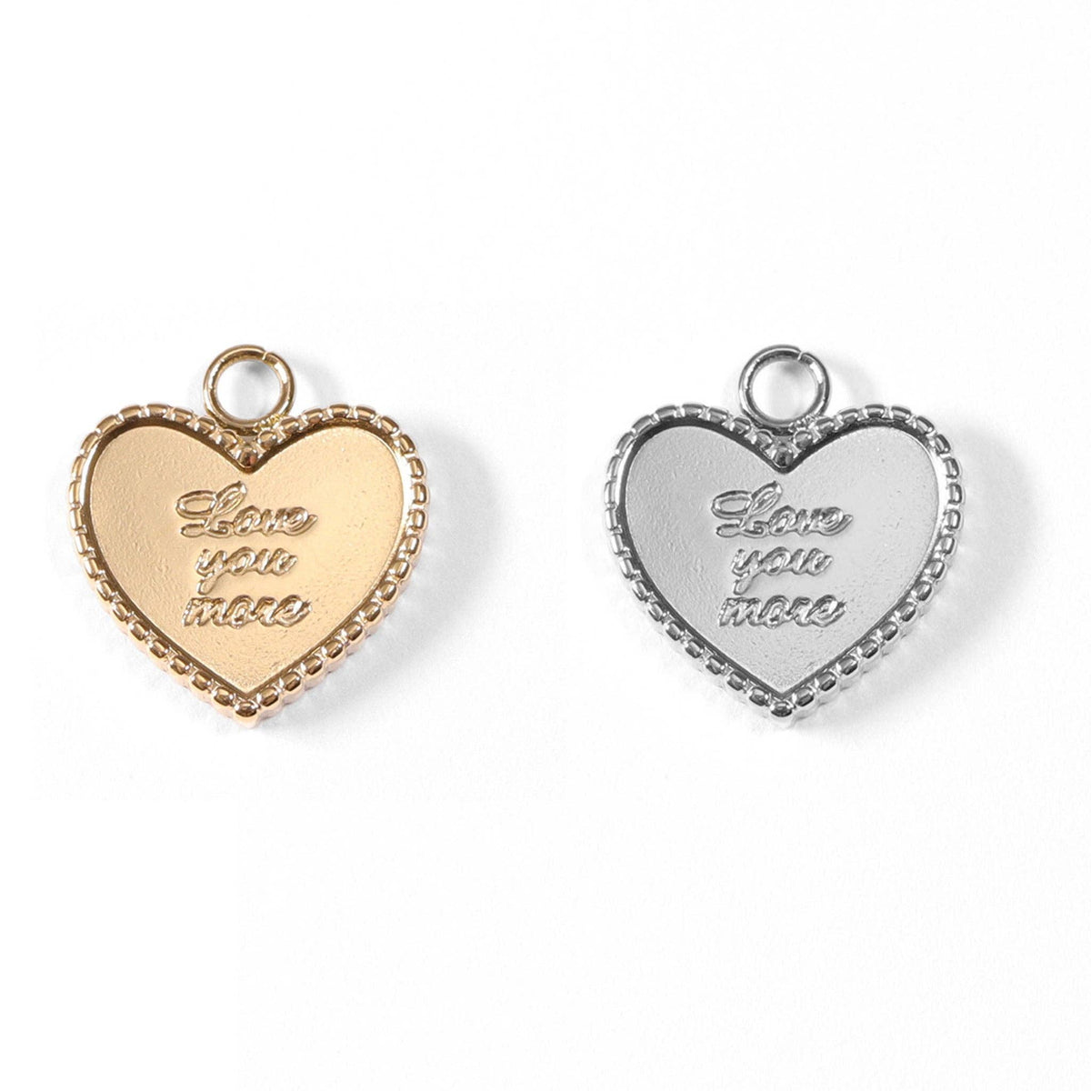 18K Gold PVD Stainless Steel &quot;Love You More&quot; Heart Charm / PDL0055: Stainless