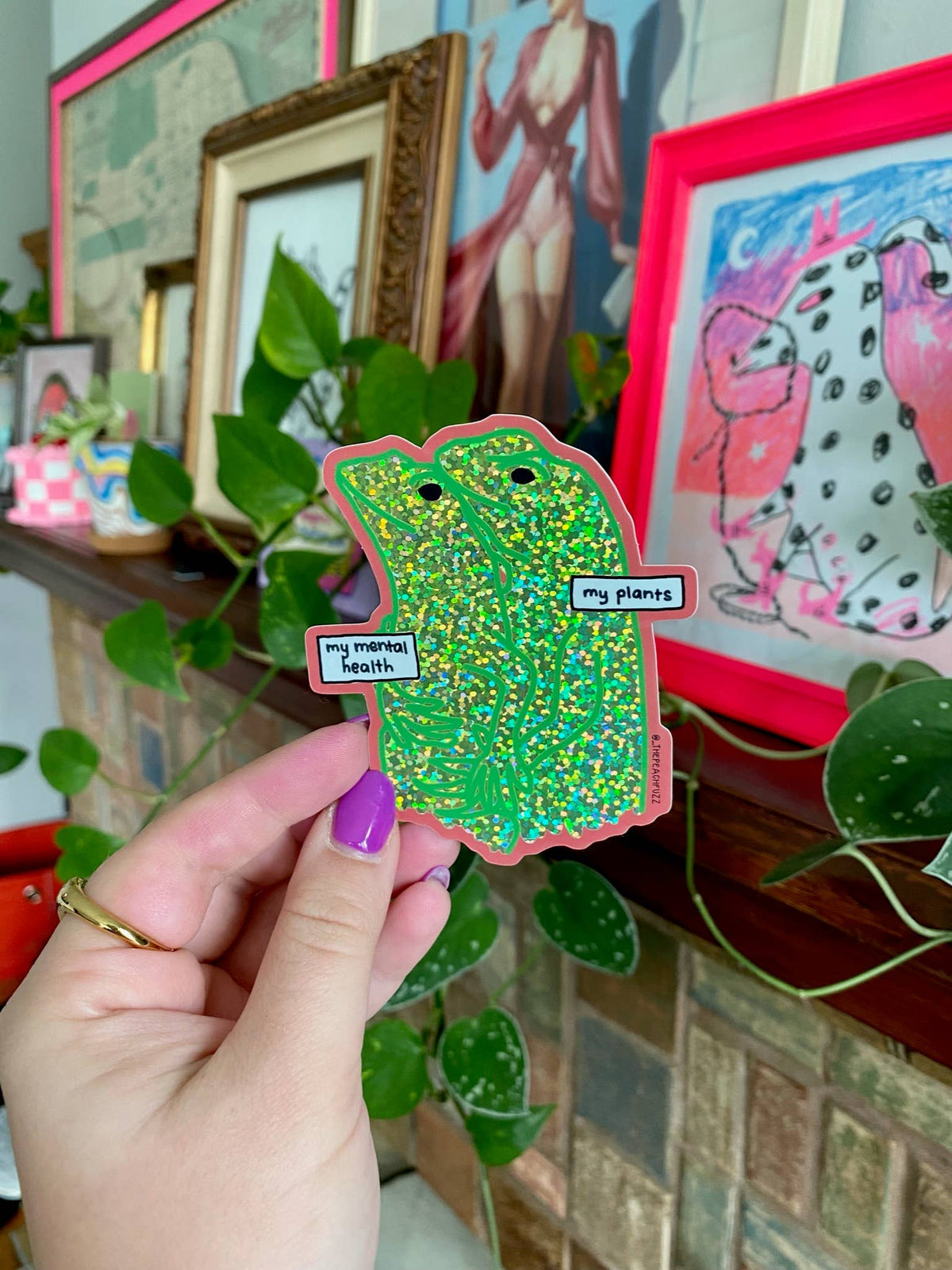 Emotional Support Lizards Glitter Sticker