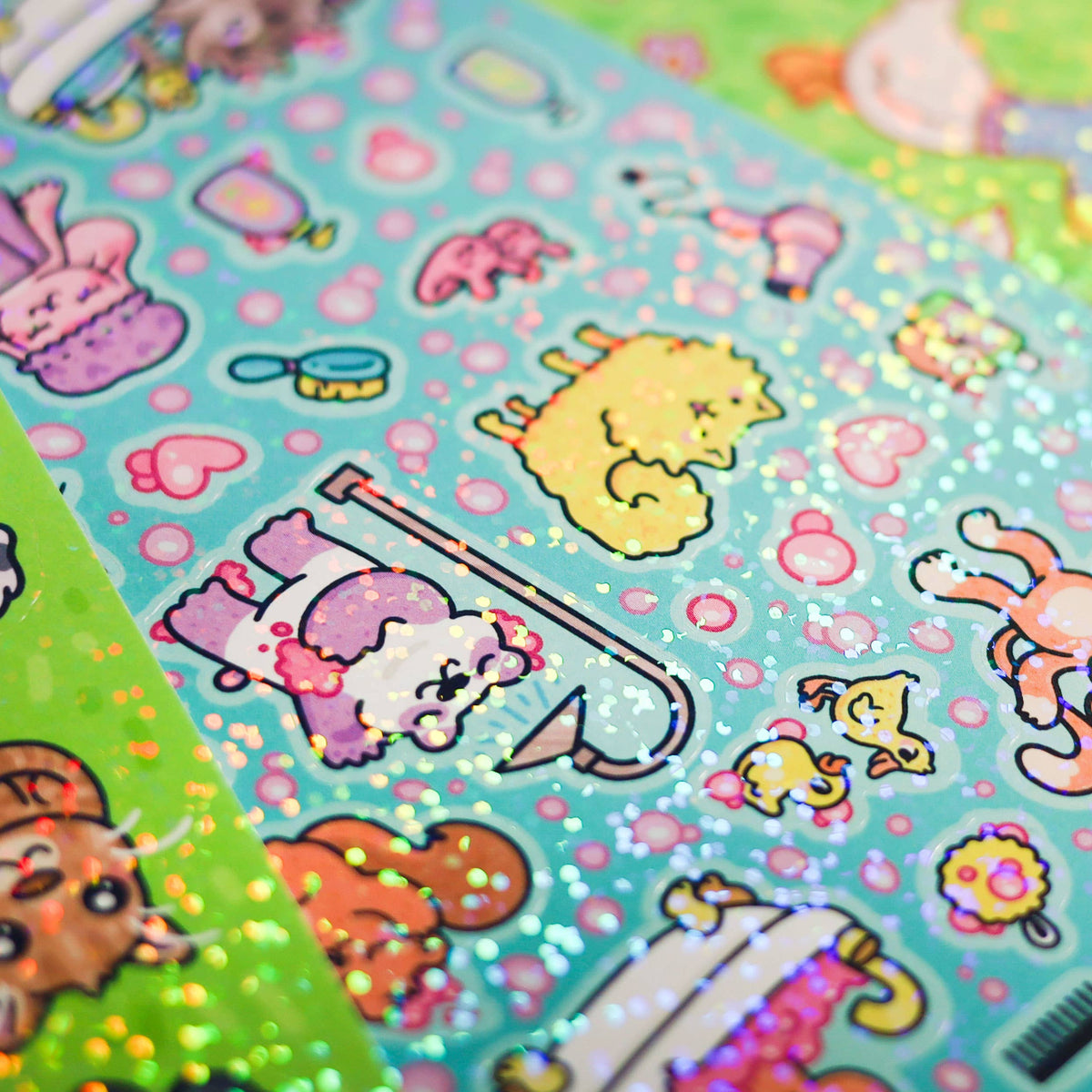 Fruit Friend Animals Funny Cute Kawaii Glitter Sticker Sheet