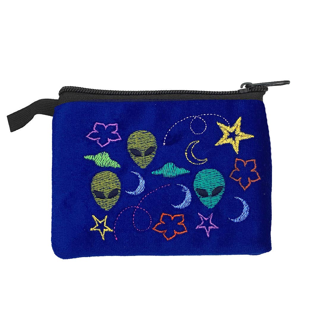 Embroidered Alien UFO Ecuadorian Coin Purse Pouch