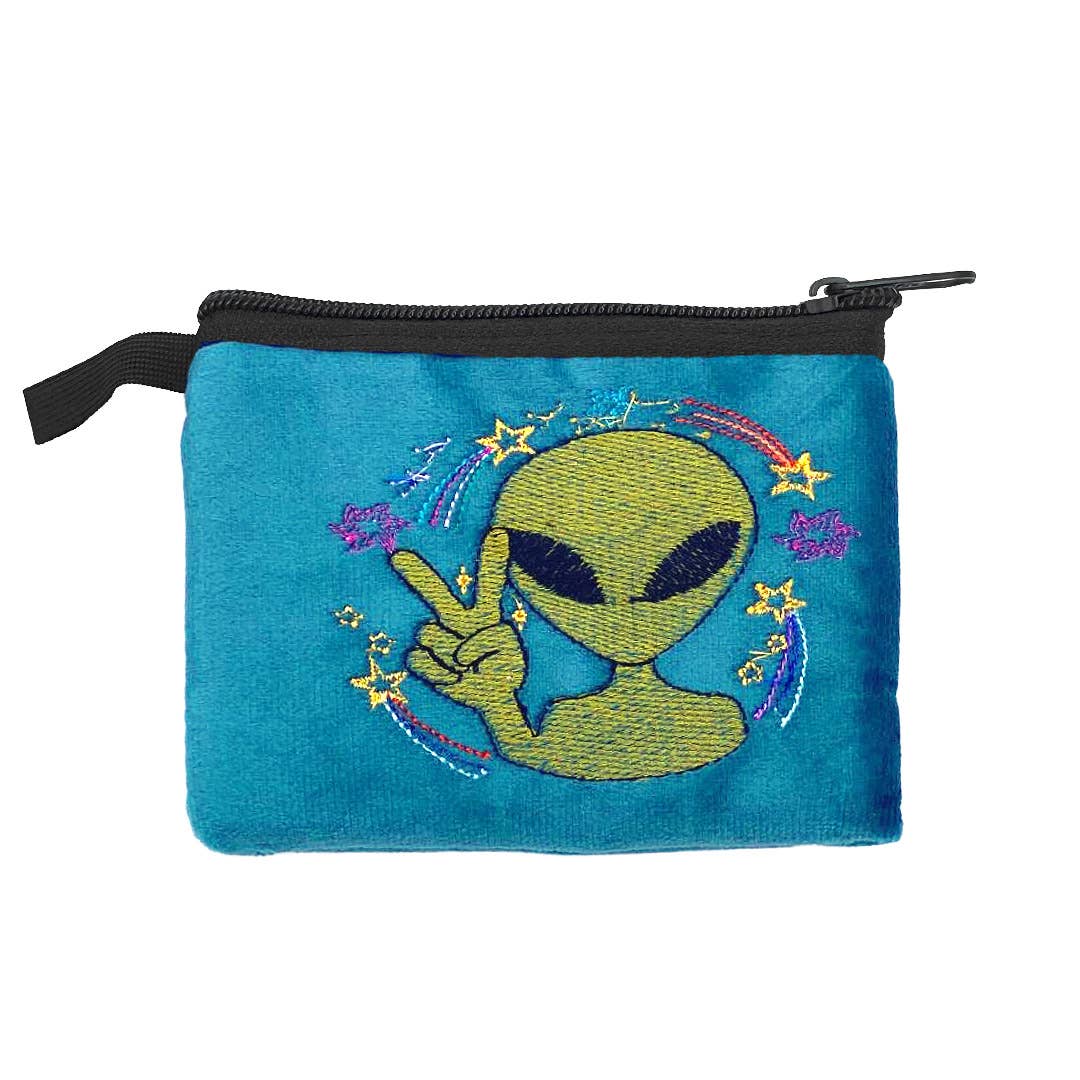Embroidered Alien UFO Ecuadorian Coin Purse Pouch