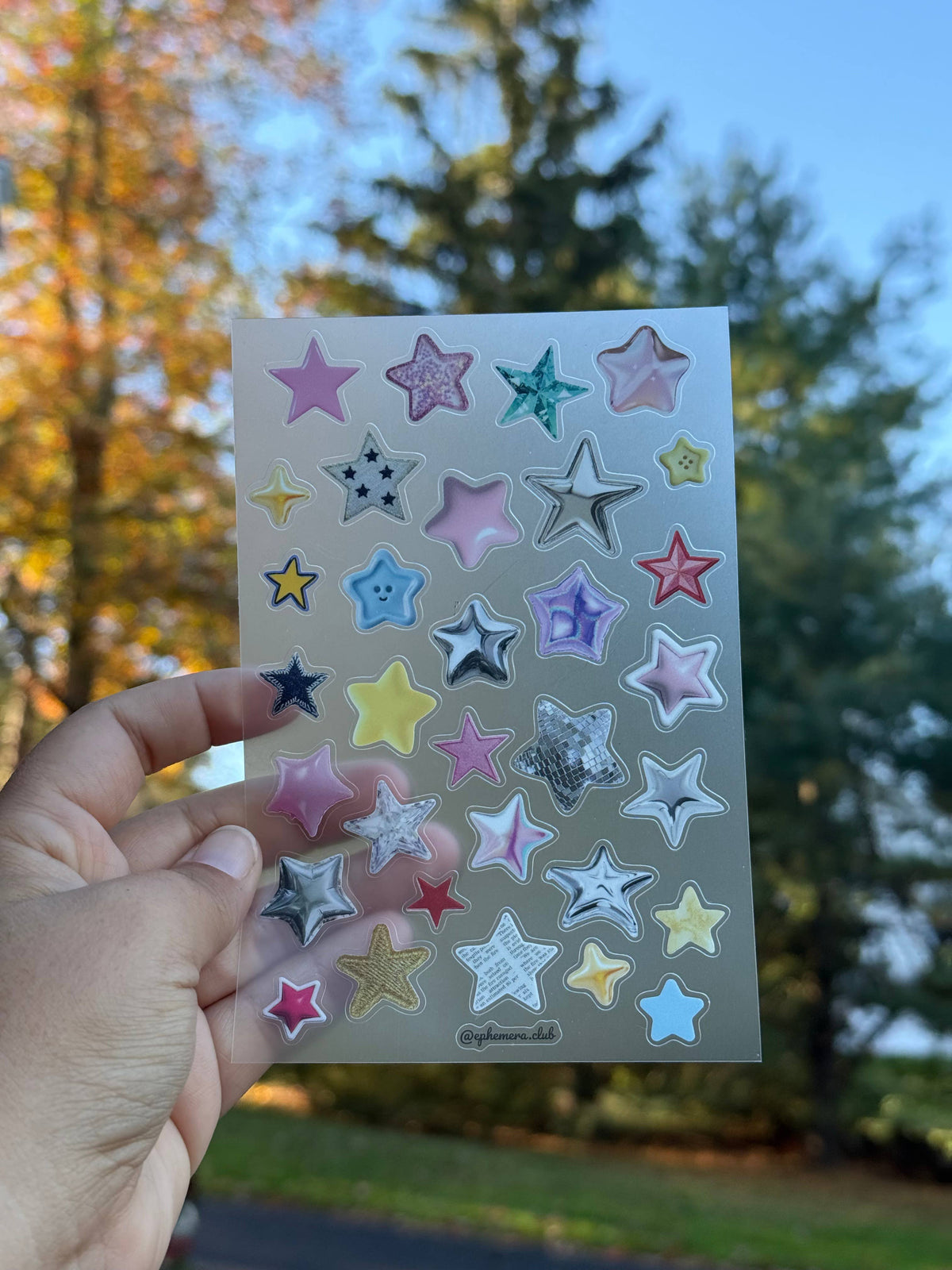 Mixed Media Star Sticker Sheet : Clear vinyl