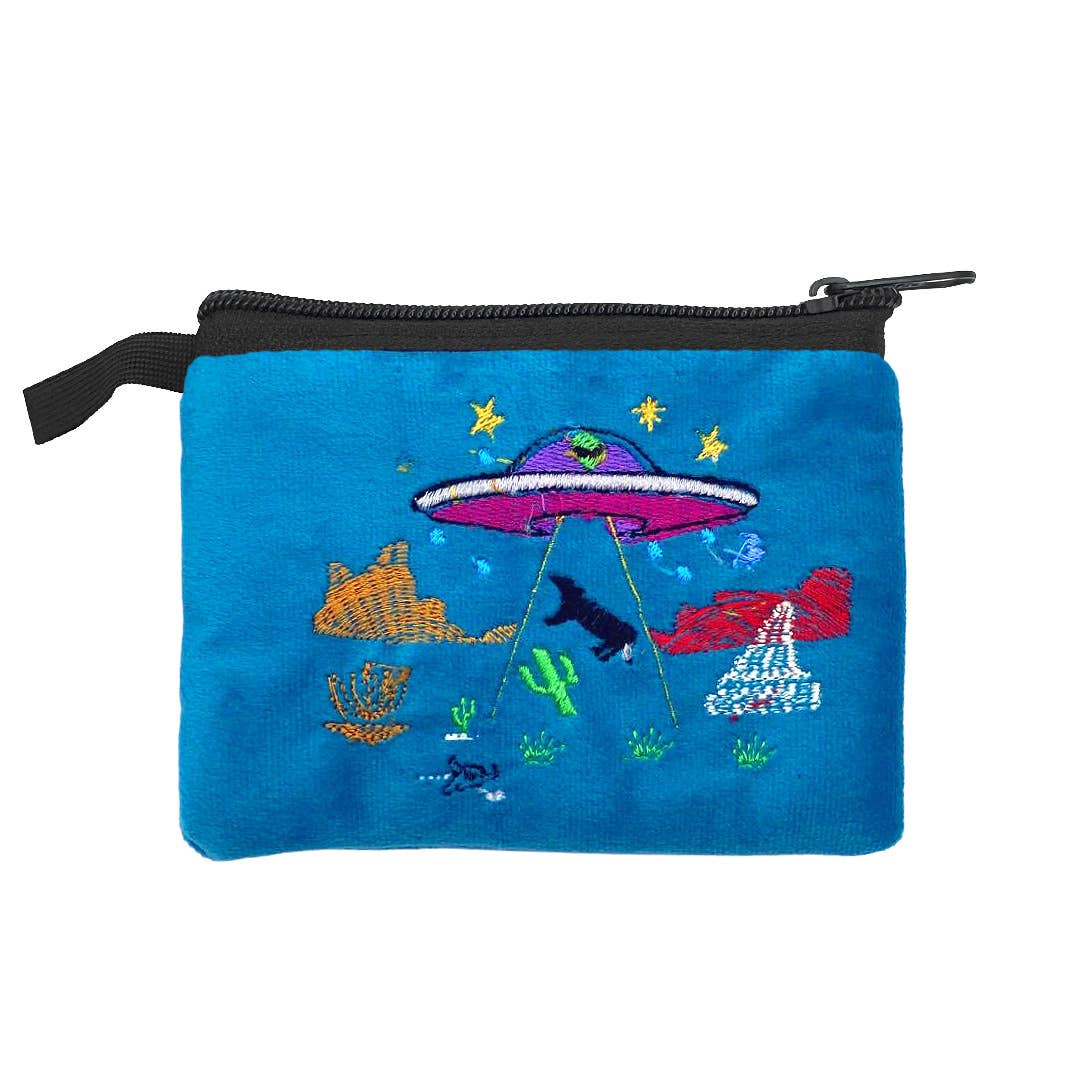 Embroidered Alien UFO Ecuadorian Coin Purse Pouch