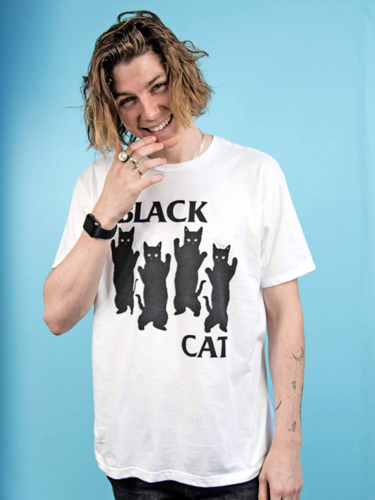 Black Cat Classic T-shirt: White / 5XL