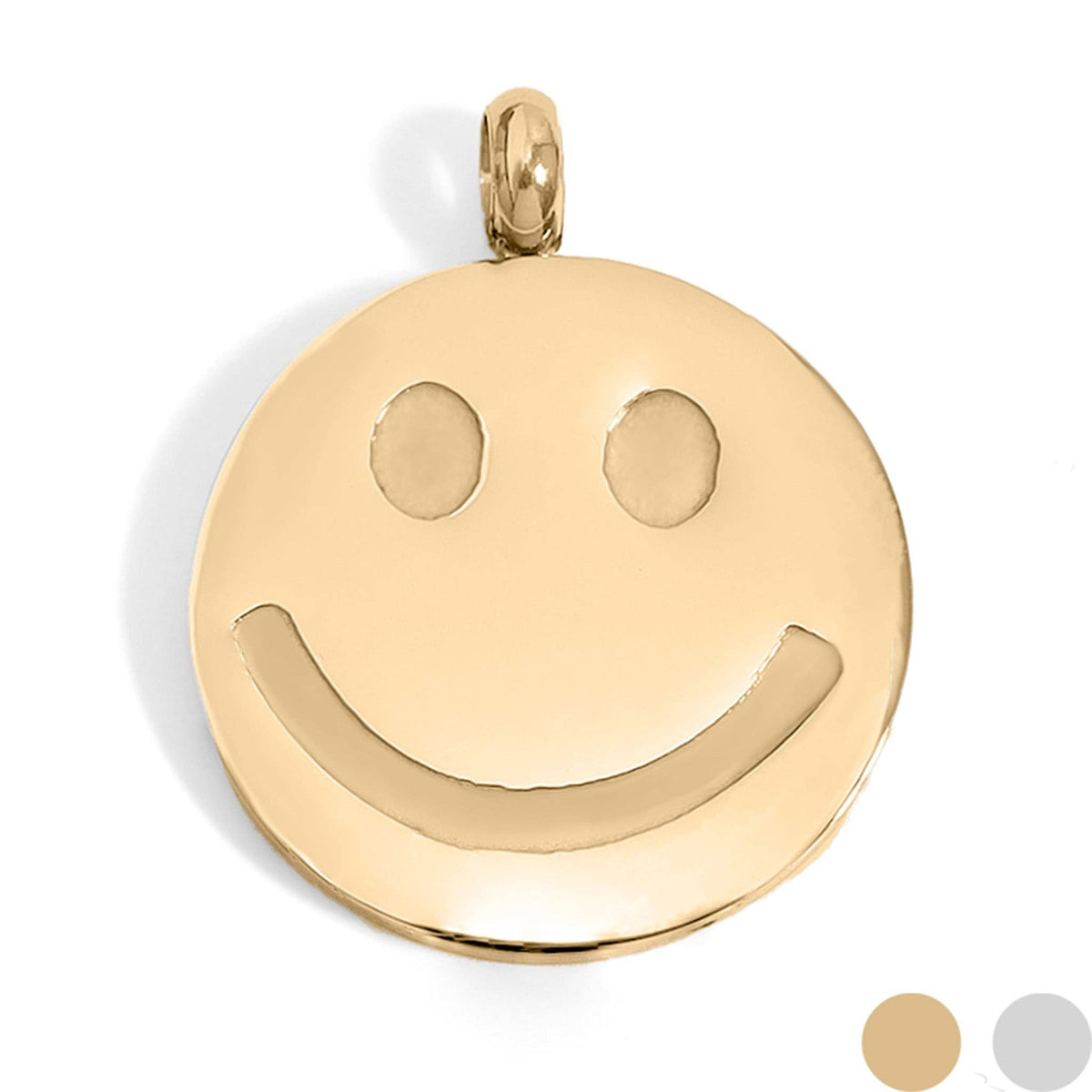 18K Gold PVD Stainless Steel Smiley Face Charm: Stainless
