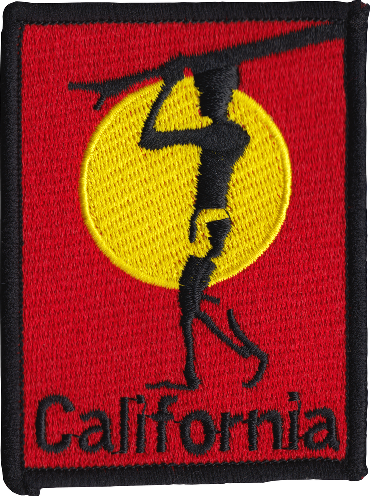 Patch - California - Surfer Silhouette With Sun On Red