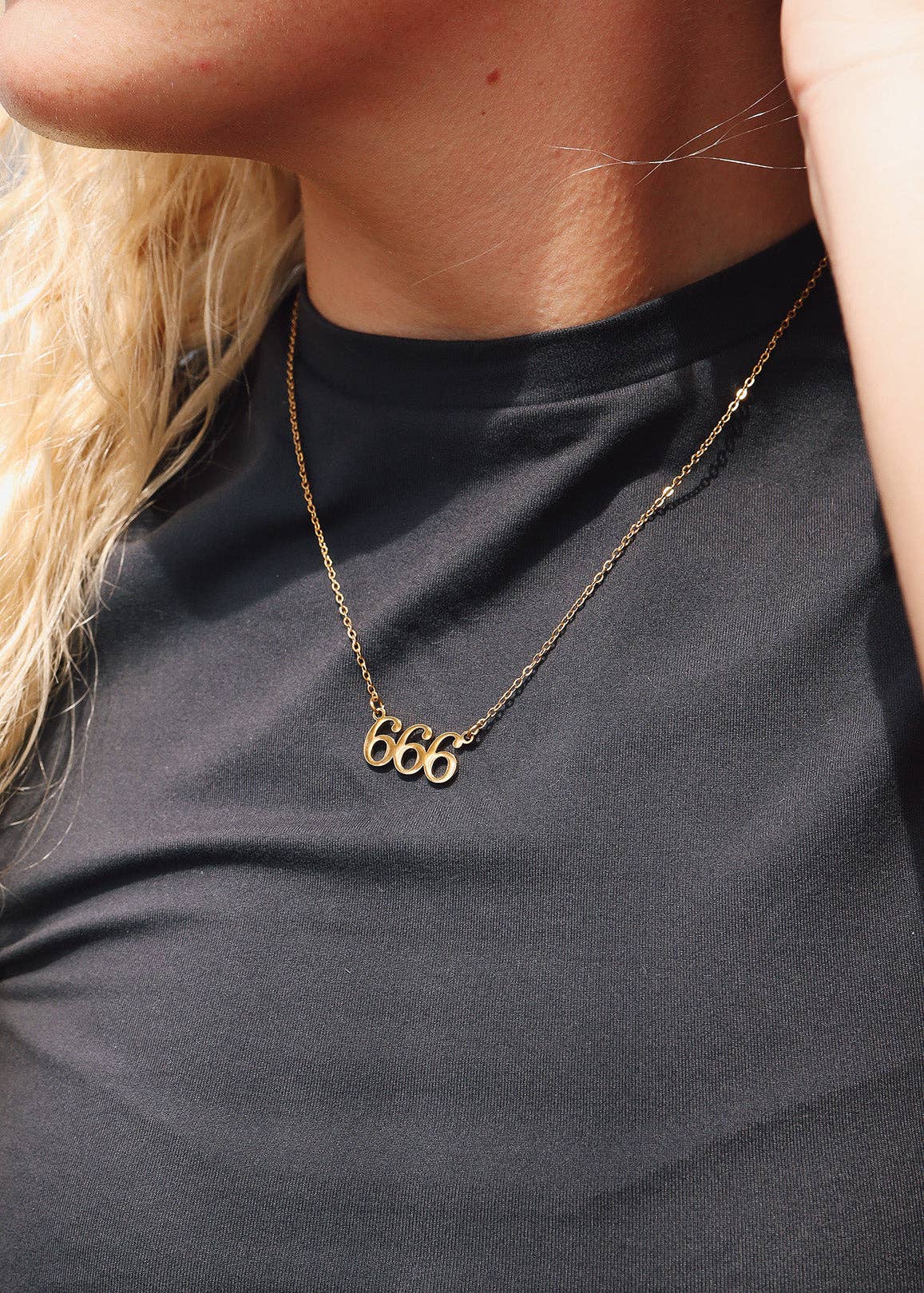 18K Gold PVD Stainless Steel Angel Number Necklace: Gold / 888