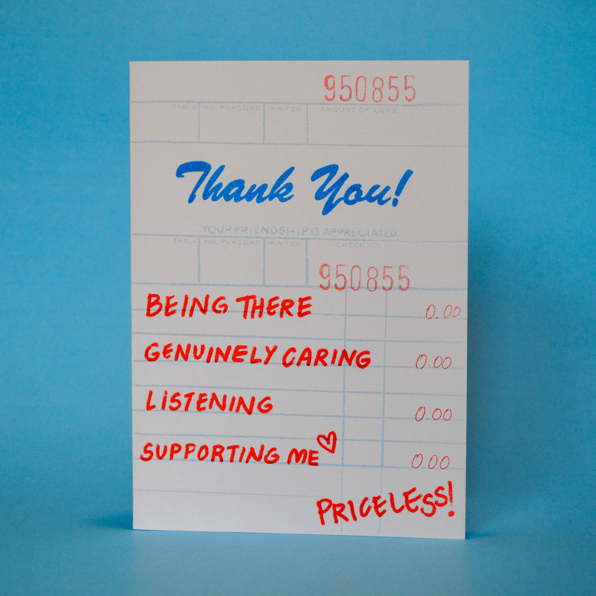 Thank You Diner Receipt Risograph Greeting Card