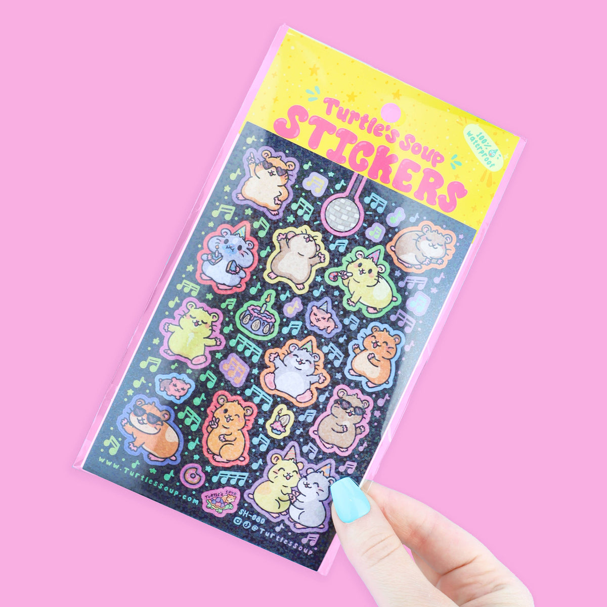 Hamster Dance Party Cute Stationery Glitter Sticker Sheet