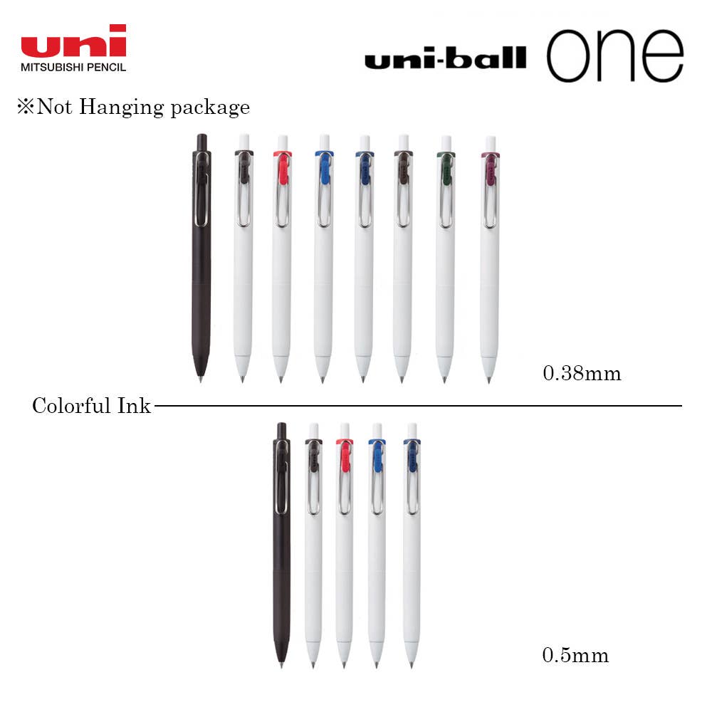 MITSUBISHI UNI BALL ONE BALLPOINT PEN ※NOT HANGING PACKAGE: Black × White body / 0.38mm