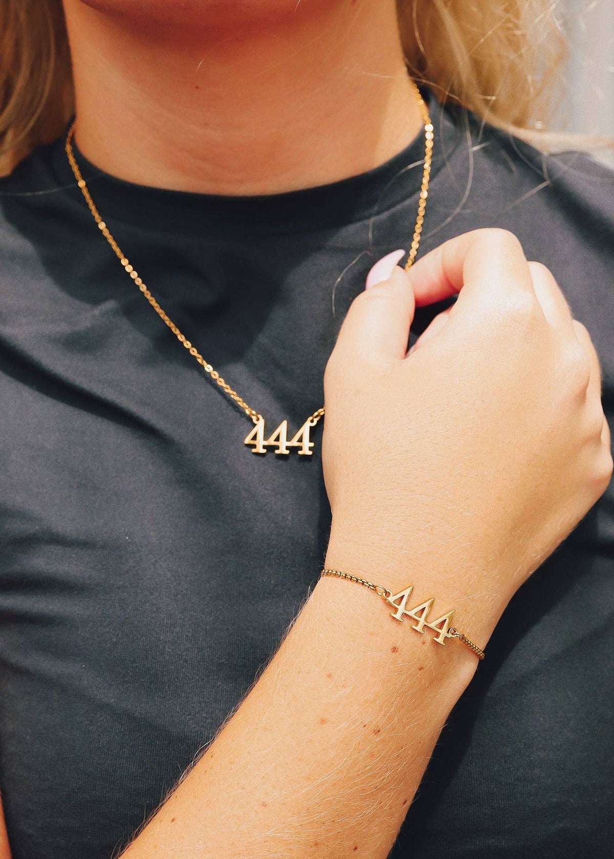 18K Gold PVD Stainless Steel Angel Number Necklace: Gold / 888