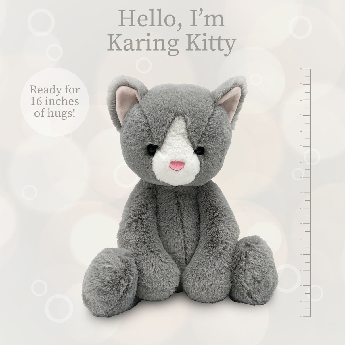 Lushee 16 inch - Karing Kitten Gry Plush Toy