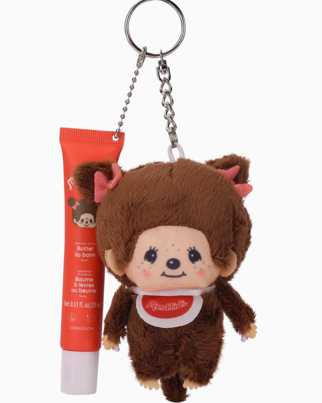 Monchhichi Lip Balm Plush Keychain (Red)