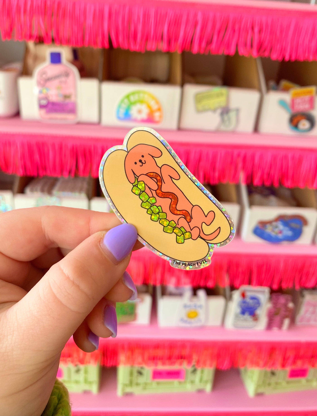 Hot Doggy Dog Glitter Sticker