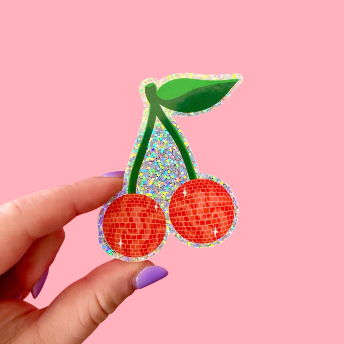 Disco Cherries Glitter Sticker