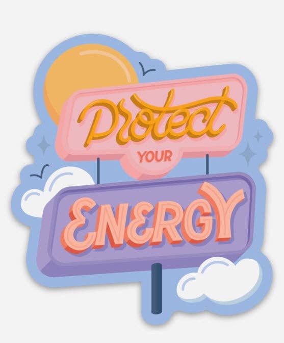 Positive Energy Lettering Pink Sticker