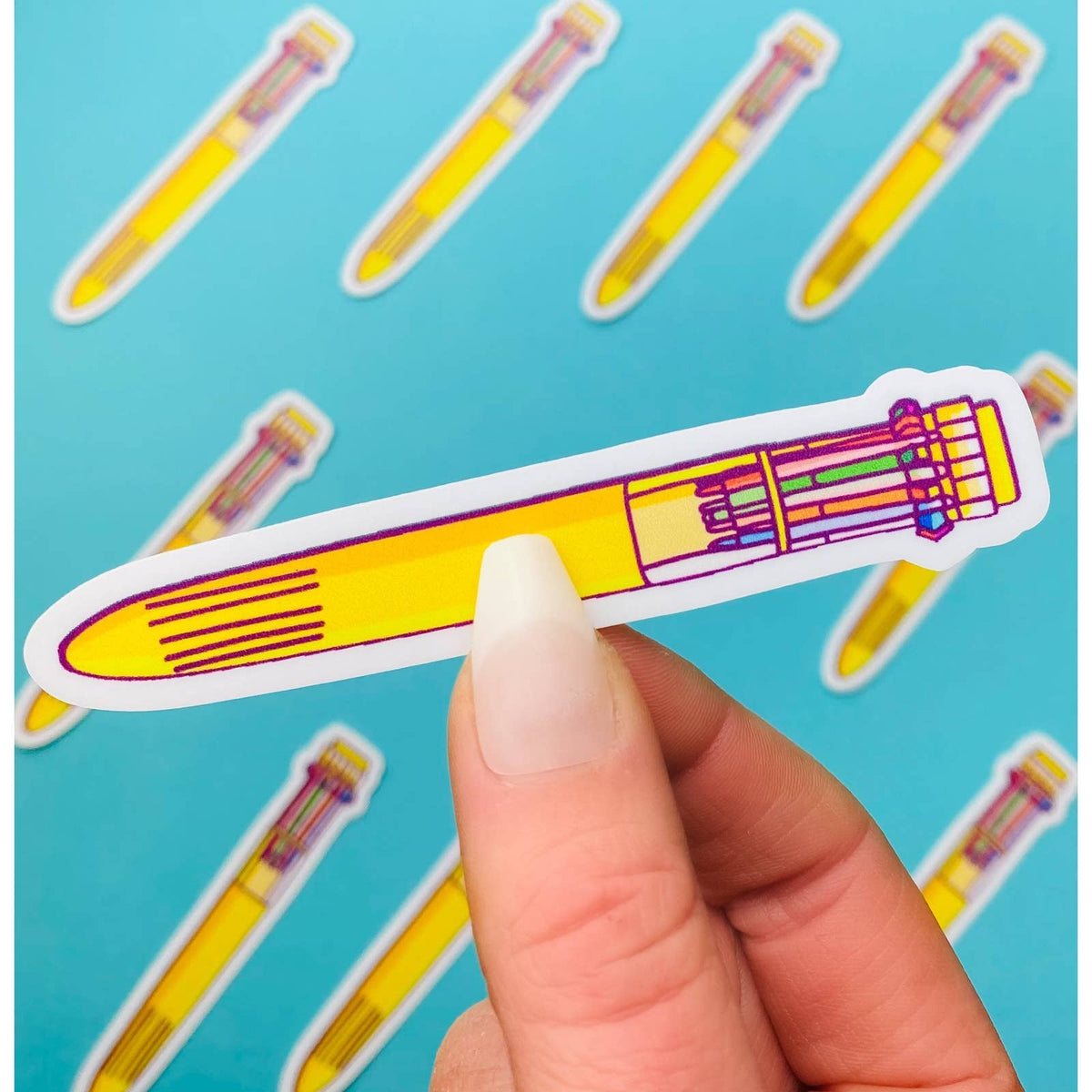90s Sticker - Rainbow Click Pen -Nineties Aesthetic Stickers: UNPACKAGED