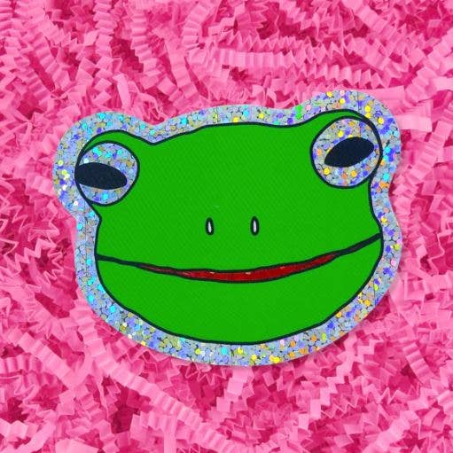 Glitter Froggy Face Sticker