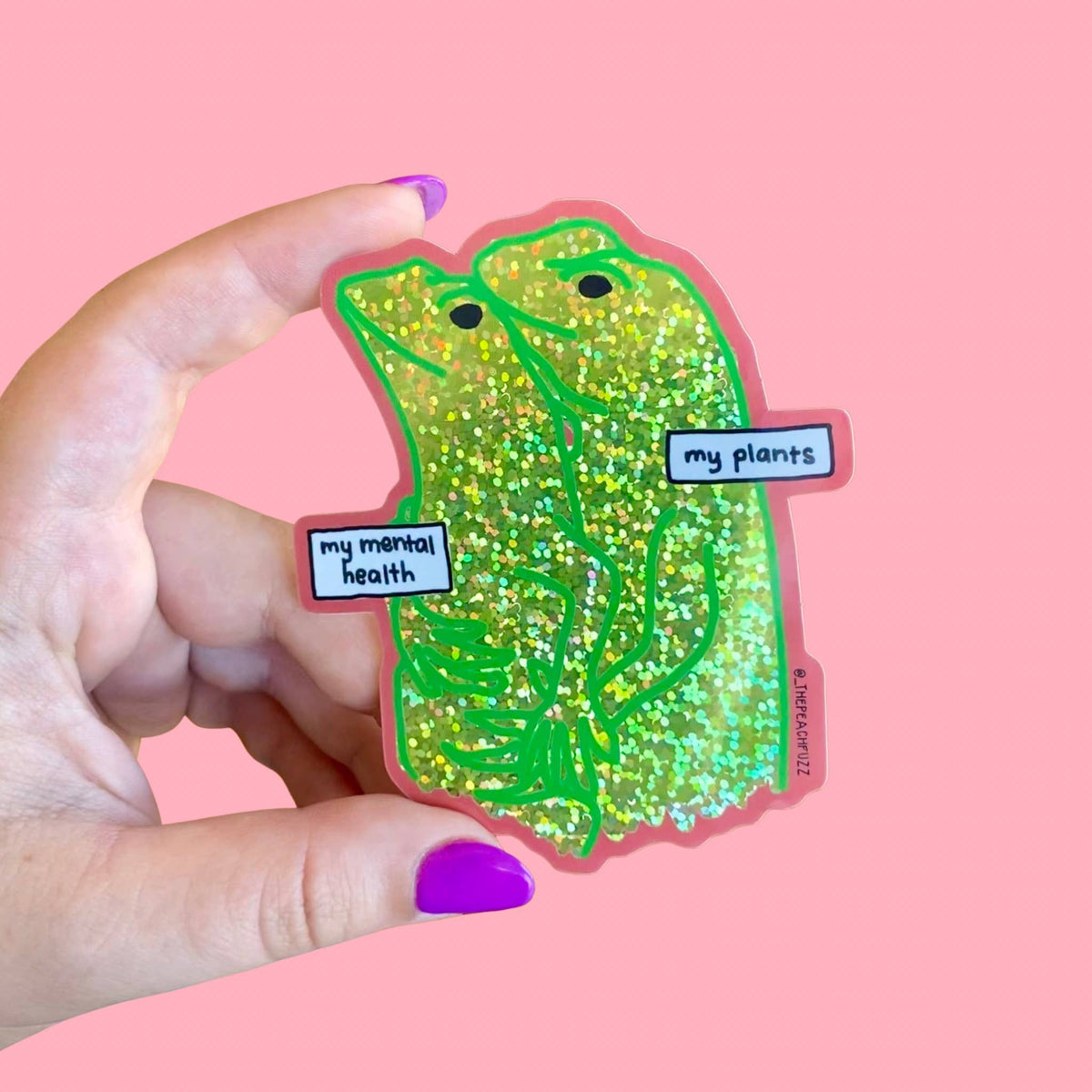 Emotional Support Lizards Glitter Sticker