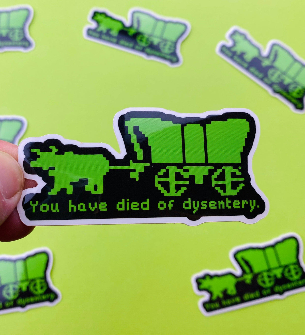 Oregon Trail Sticker Eighties Sticker 1980s Sticker Retro Gaming Sticker Funny Decal for Eighties Kids: 4&quot;x1.75&quot;