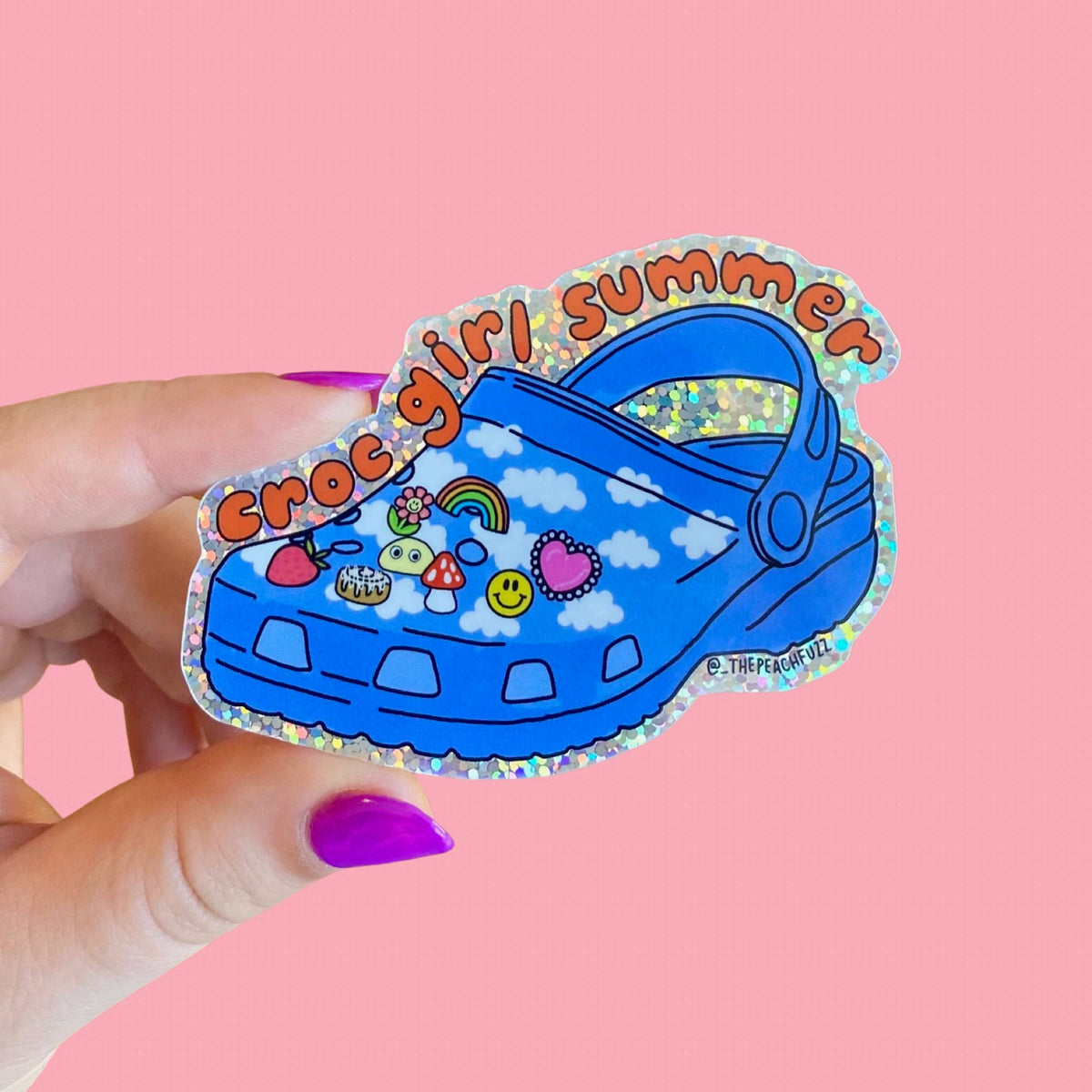 Croc Girl Summer Glitter Sticker