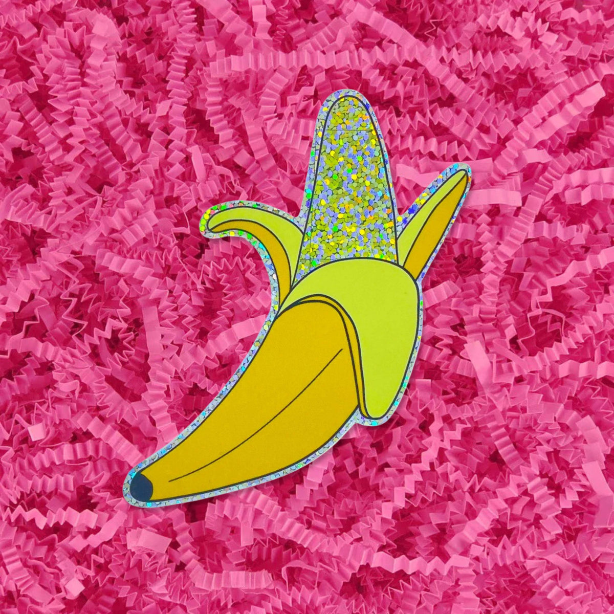 Glitter Peeled Banana Sticker