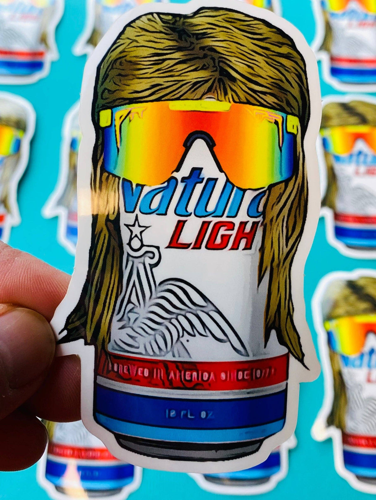 Funny Beer Can Mullet Sticker - Funny Stickers: UNPACKAGED
